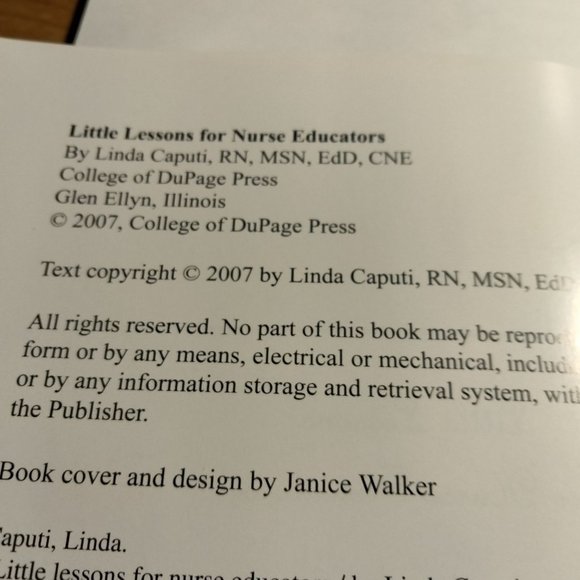 Little Lessons for Nurse Educators Linda Caputi 2006 Book Hardcover dust Jacket - Picture 4 of 4